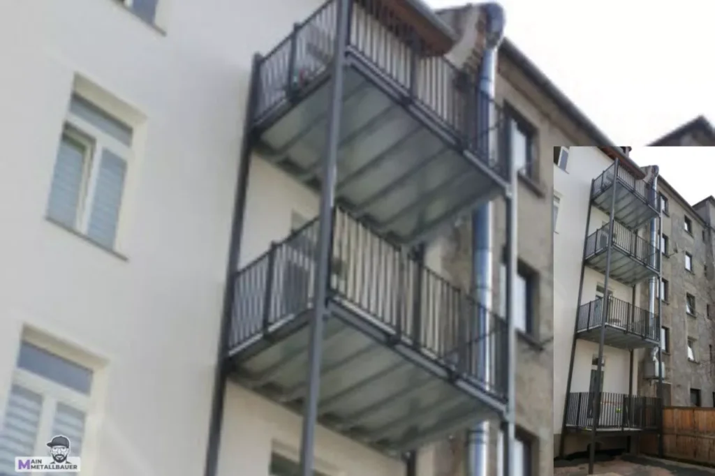 Balkonanlage Flachstahlgelaender pulverbeschichtet