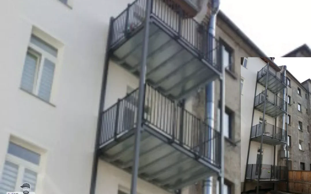 Balkonanlage Flachstahlgelaender Pulverbeschichtet