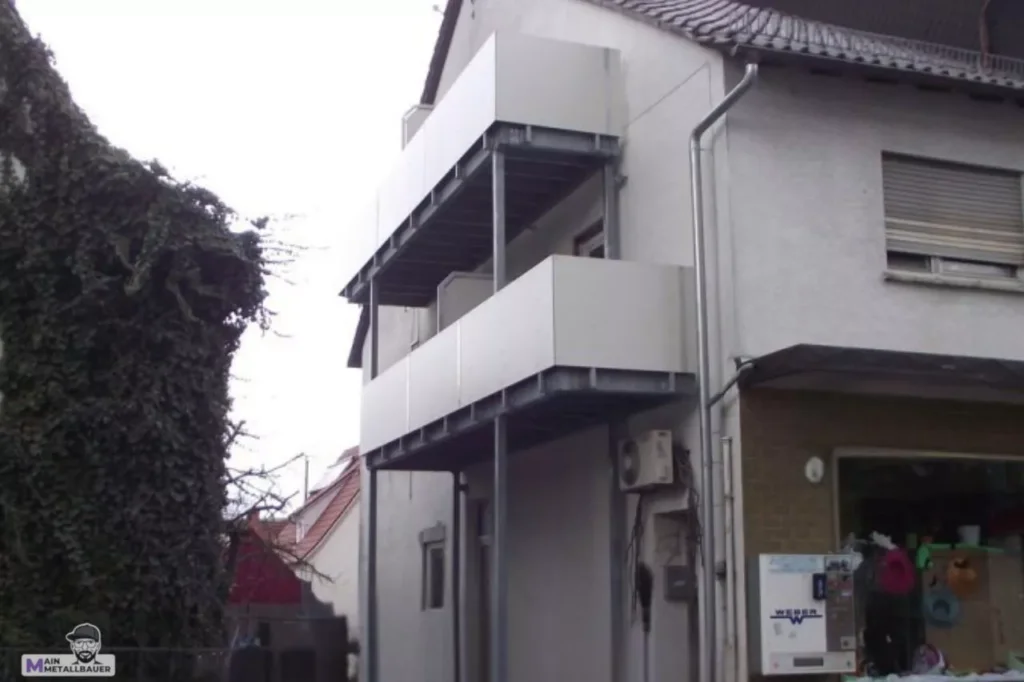 Balkonanlage Stahl verzinkt HPL Platten verkleidet