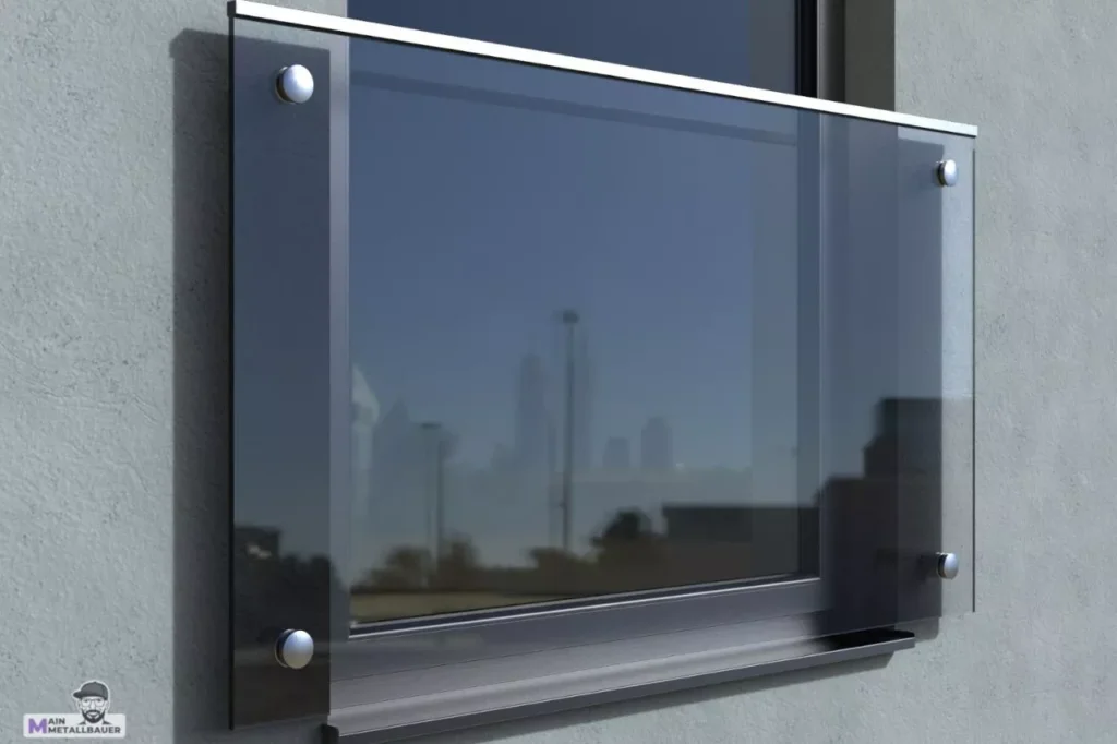 Franzoesicher Balkon aus Getontem VSG Sicherheitsglas Mit Punkthalterbefestigung Franzoesicher Balkon aus getontem VSG Sicherheitsglas mit Punkthalterbefestigung