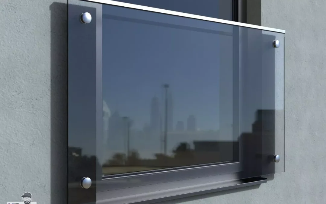 Franzoesicher Balkon aus getontem VSG Sicherheitsglas mit Punkthalterbefestigung