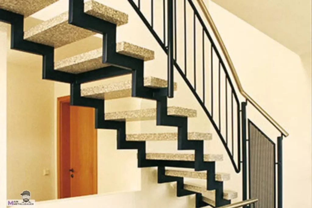 Zwei Holmtreppe mit Rohrstabgelaender und Edelstahlhandlauf Zwei Holmtreppe mit Rohrstabgelaender und Edelstahlhandlauf