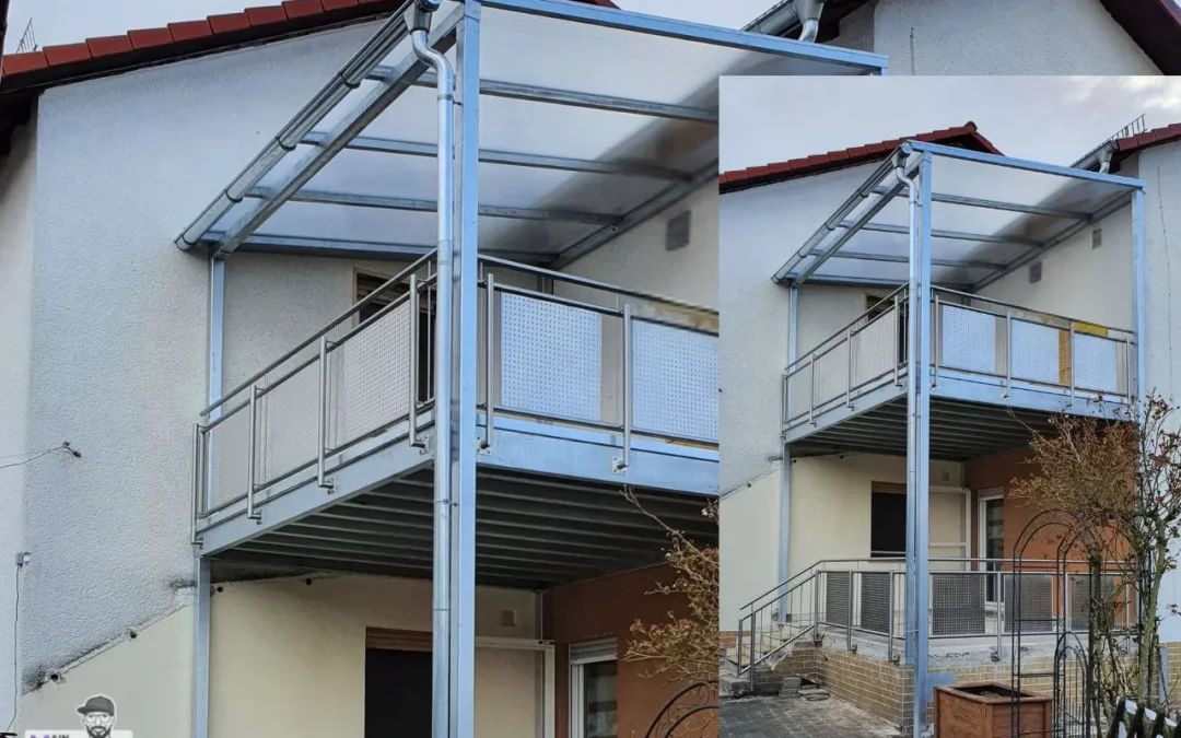 Ueberdachter Anbaubalkon Stahl Verzinkt Edelstahlgelaender Edelstahllochblechfuellung