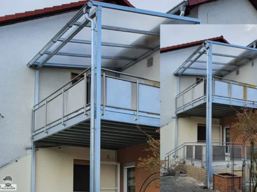Ueberdachter Anbaubalkon Stahl Verzinkt Edelstahlgelaender Edelstahllochblechfuellung