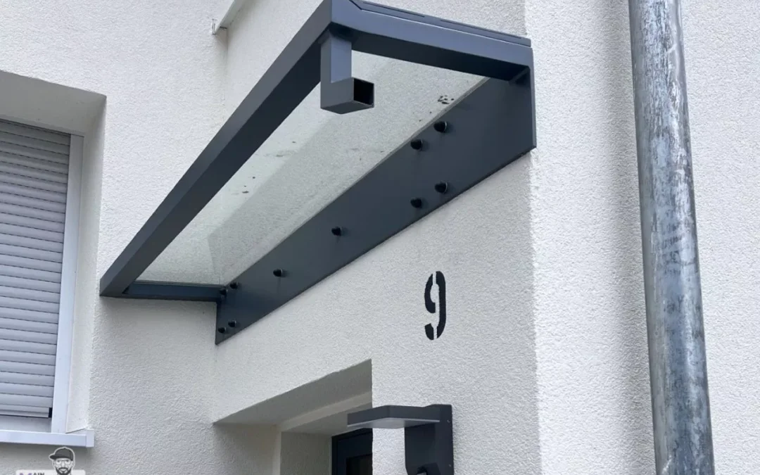 Vordach Pulverbeschichtetem Aluminium Mit Integrierter Regenrinne